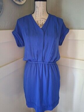 Banana Republic Blue Short Sleeve V-Neck Dress Sz XS